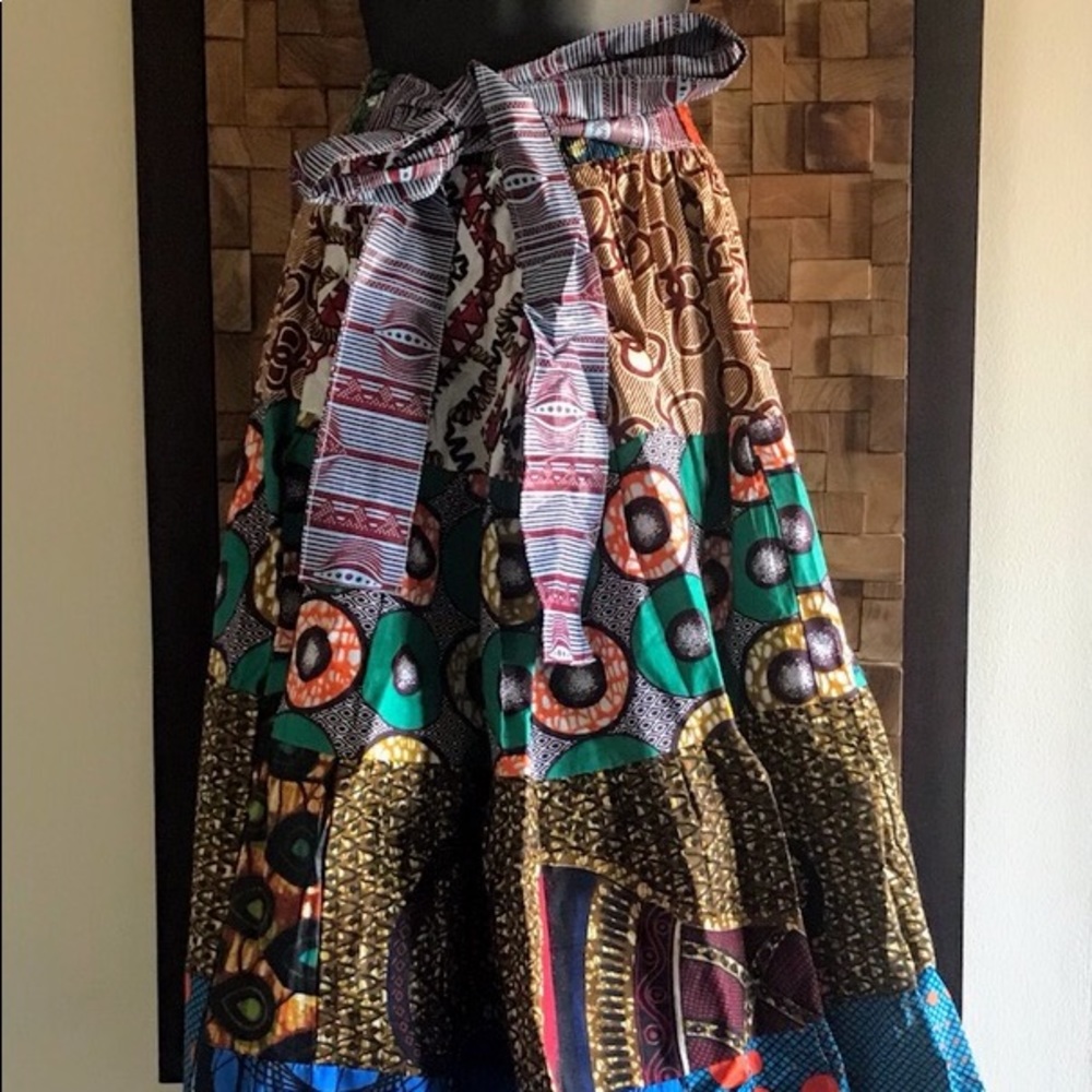 Ankara Print Patchwork Multicolor Full Skirt- L/XL